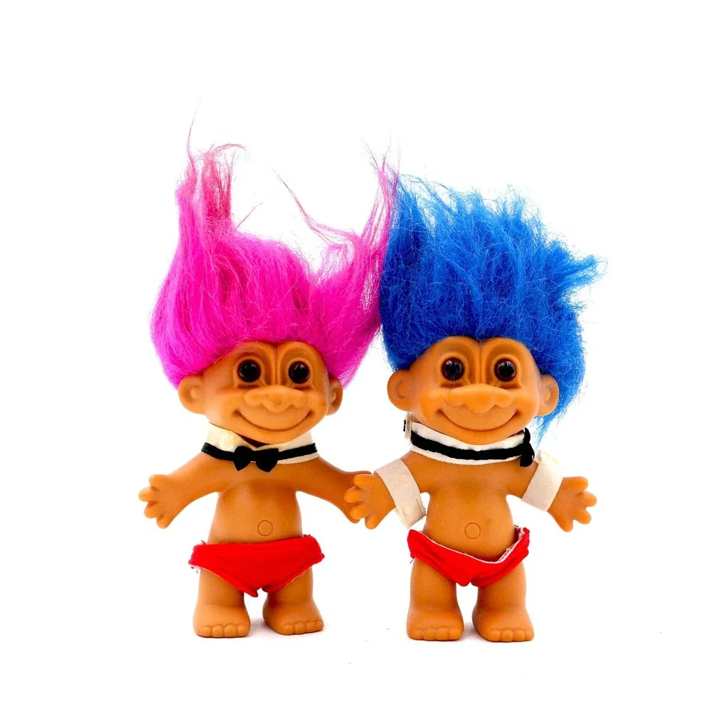 Vintage Russ Chippendale Troll Pair – 1990s Dancer Troll Dolls‎ Set Bowtie